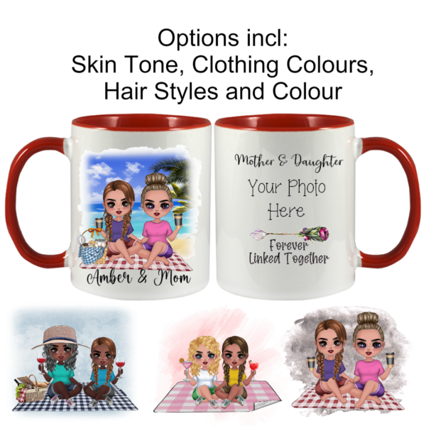 Mother and Daughter Forever Linked Together - Custom Ceramic Mug