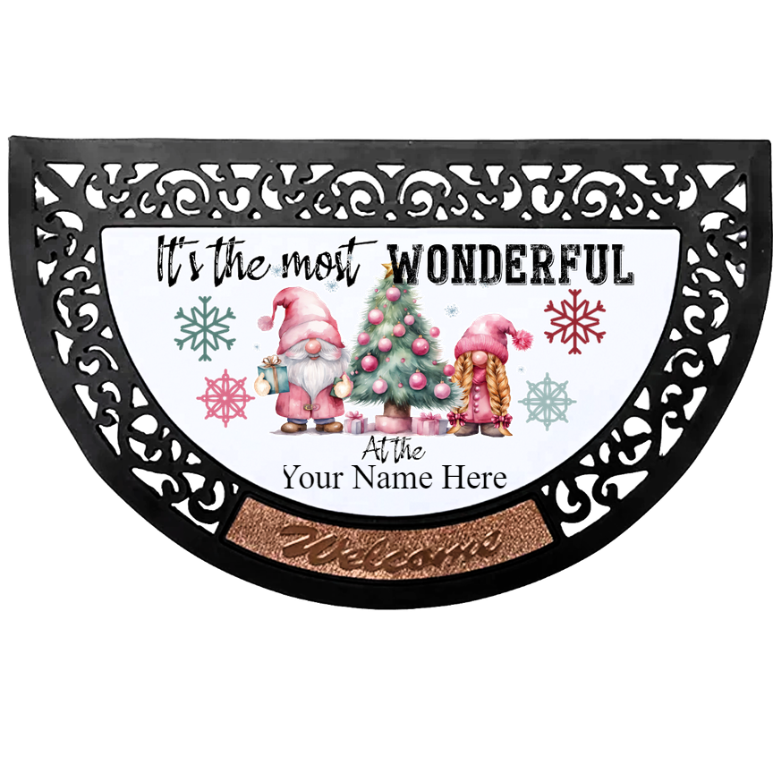 Front Door Mat- Gnome Family - It's the Most Wonderful Time of the Year