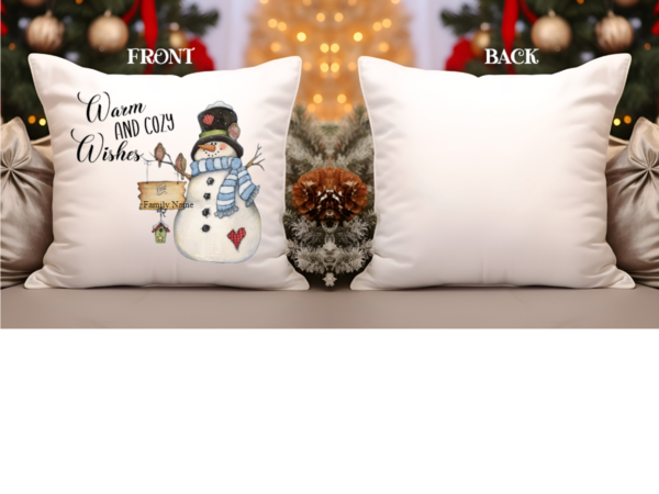 Warmest Wishes Snowman Throw Pillow