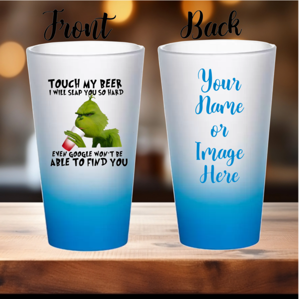 Grinch Beer Sayings Red Gradiant Bar Glass