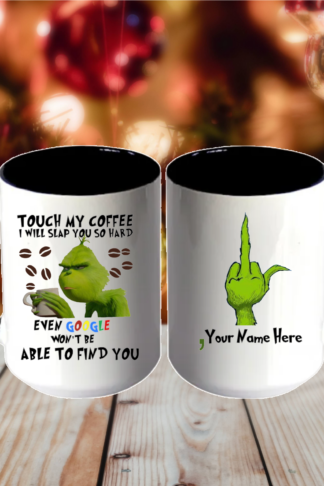 Alt text Give the gift of Christmas with one of these Grinch Inspired – sassy Coffee Mugs featuring an adorable picture of the man himself and a fun saying. The images on the mug are permanent and the mug is dishwasher and microwave safe.