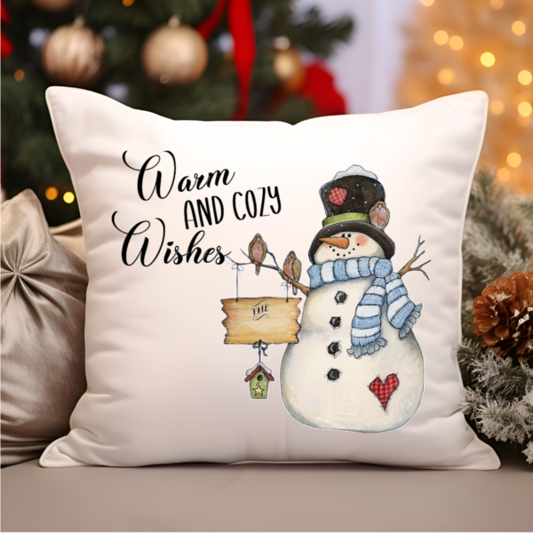 Warmest Wishes Snowman Throw Pillow