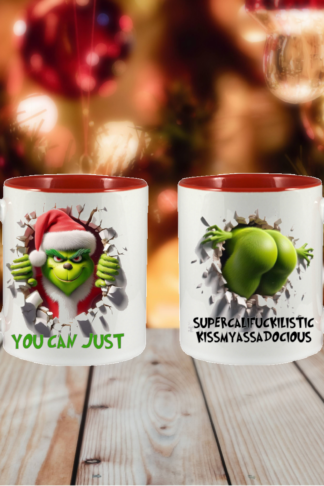 Give the gift of Christmas with one of these Grinch Inspired – sassy Coffee Mugs featuring an adorable picture of the man himself and a fun saying. The images on the mug are permanent and the mug is dishwasher and microwave safe.