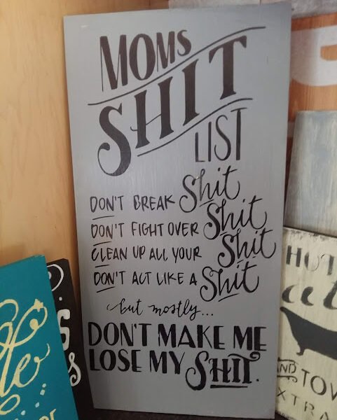 Mom's Shit List 1 Grey Mom's Shit List Wood Sign - 11x17"