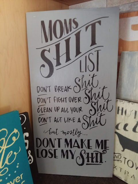 Mom's Shit List 1 Grey Mom's Shit List Wood Sign - 11x17"