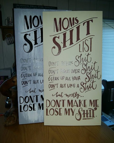 Mom's Shit List 1 Sage Green Mom's Shit List Wood Sign - 11x17"