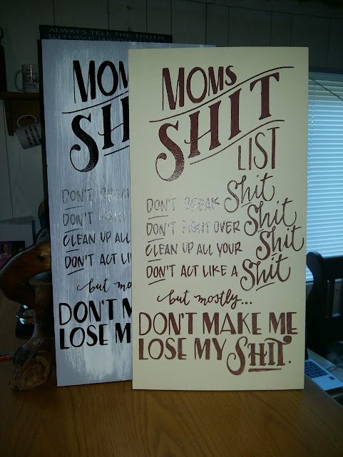 Mom's Shit List 1 Sage Green Mom's Shit List Wood Sign - 11x17"