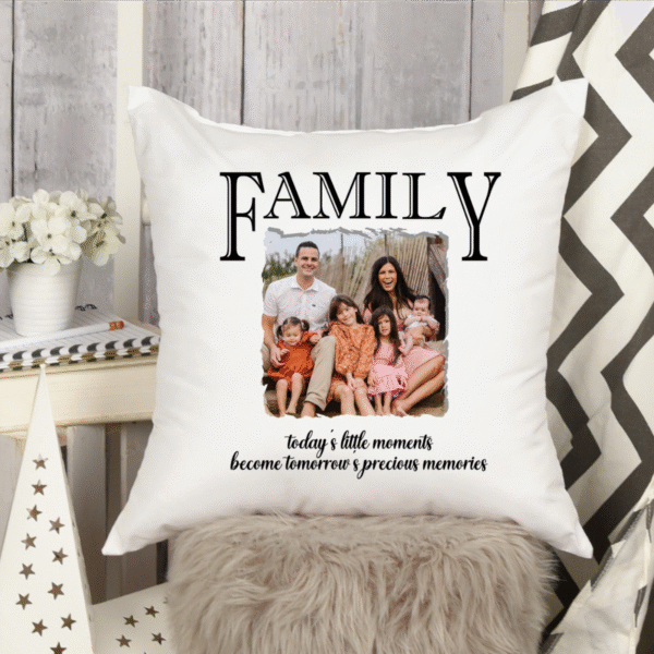 Pillow Throw Mothers Day Family today's little momets 14x14 Throw Pillow With FAMILY and Pictures