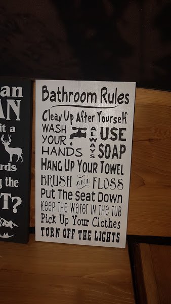 Bathroom Rules Wood Sign Hand Painted Pine Wood Sign