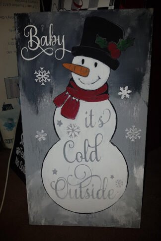 Baby It’s Cold Outside Wood Sign | Handpainted Solid Pine | Rustic Farmhouse Winter Décor | Handmade Christmas Gift