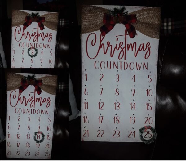 Christmas Countdown colage Hand Painted December Christmas Wood Advent Calendar - Christmas Interior and Exterior Decor