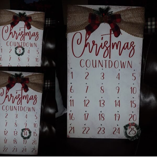 Christmas Countdown colage Hand Painted December Christmas Wood Advent Calendar - Christmas Interior and Exterior Decor