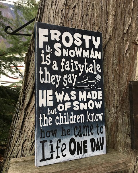 Frosty The Snowman Wood Sign Frosty The Snowman Hand Painted Christmas Wood Signs for all of your  Christmas decorations, holiday decor, winter wall decorations.