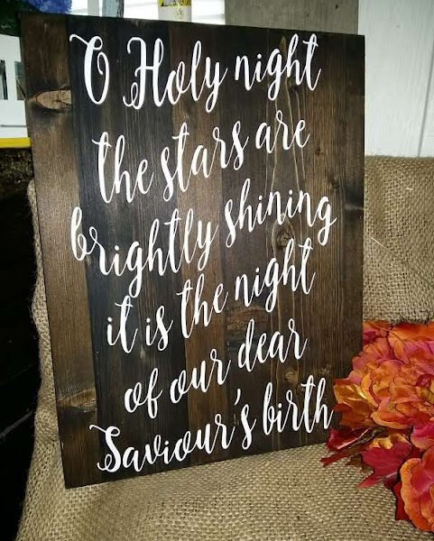 Oh Holy Night Christmas Sign | Handpainted Solid Pine Wood | Rustic Farmhouse Holiday Décor | Faith-Based Christmas Gift Handpainted solid pine wood Christmas sign featuring the phrase “Oh Holy Night” in elegant, rustic lettering.