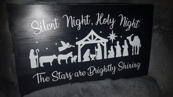 Silent night holy night Oh Holy Night Christmas Sign | Handpainted Solid Pine Wood | Rustic Farmhouse Holiday Décor | Faith-Based Christmas Gift