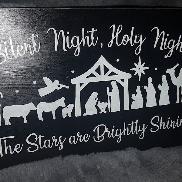 Silent night holy night Oh Holy Night Christmas Sign | Handpainted Solid Pine Wood | Rustic Farmhouse Holiday Décor | Faith-Based Christmas Gift