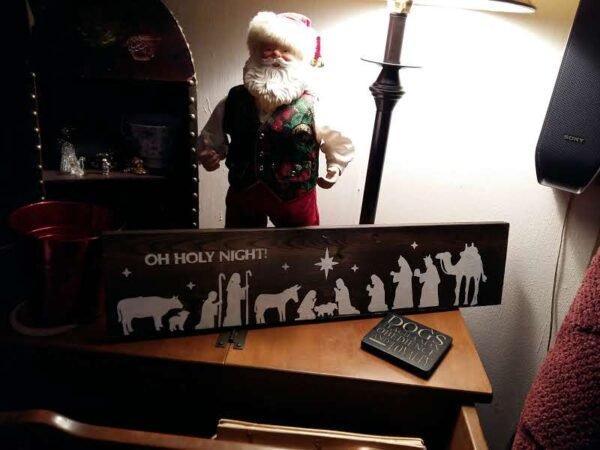 Oh Holy Night Christmas Sign | Handpainted Solid Pine Wood | Rustic Farmhouse Holiday Décor | Faith-Based Christmas Gift Handpainted solid pine wood Christmas sign featuring the phrase “Oh Holy Night” in elegant, rustic lettering.