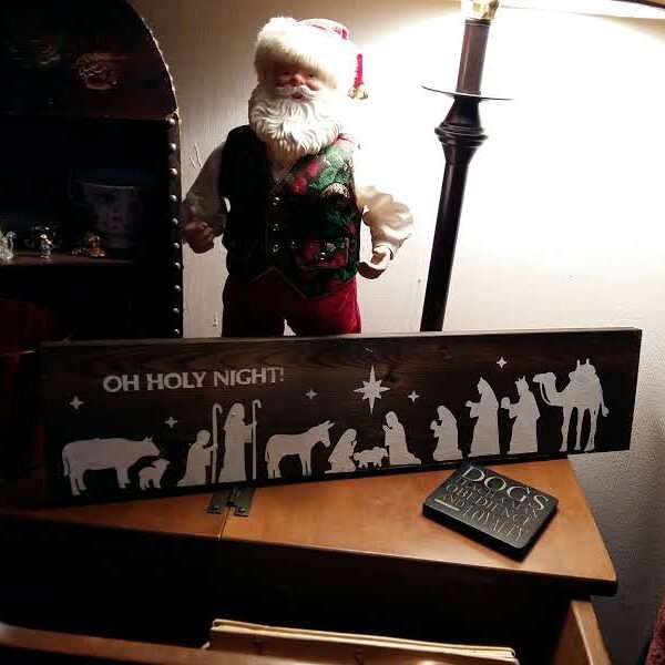 Oh Holy Night Christmas Sign | Handpainted Solid Pine Wood | Rustic Farmhouse Holiday Décor | Faith-Based Christmas Gift Handpainted solid pine wood Christmas sign featuring the phrase “Oh Holy Night” in elegant, rustic lettering.