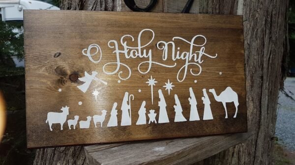 Oh Holy Night Christmas Sign | Handpainted Solid Pine Wood | Rustic Farmhouse Holiday Décor | Faith-Based Christmas Gift Handpainted solid pine wood Christmas sign featuring the phrase “Oh Holy Night” in elegant, rustic lettering.