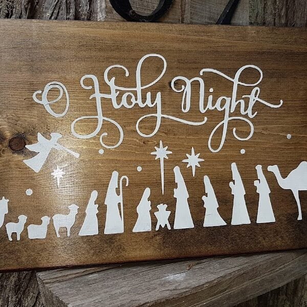 Oh Holy Night Christmas Sign | Handpainted Solid Pine Wood | Rustic Farmhouse Holiday Décor | Faith-Based Christmas Gift Handpainted solid pine wood Christmas sign featuring the phrase “Oh Holy Night” in elegant, rustic lettering.