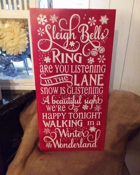With Silver Bells Christmas Sign | Handpainted Solid Pine Wood Sign | Rustic Farmhouse Holiday Décor | Handmade Christmas Gift Handpainted solid pine wood Christmas sign featuring the phrase “With Silver Bells” in festive rustic lettering.
