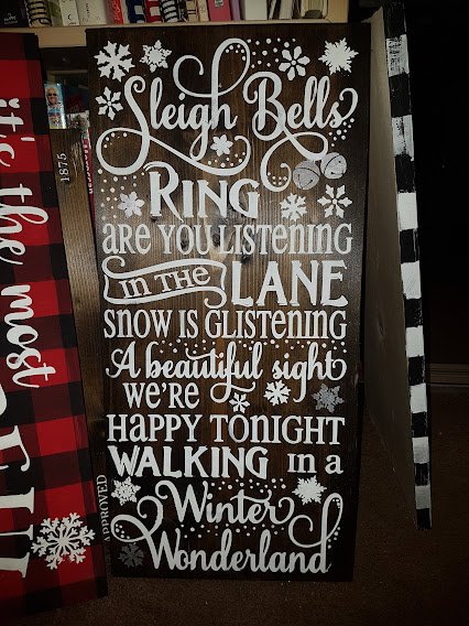 With Silver Bells Christmas Sign | Handpainted Solid Pine Wood Sign | Rustic Farmhouse Holiday Décor | Handmade Christmas Gift Handpainted solid pine wood Christmas sign featuring the phrase “With Silver Bells” in festive rustic lettering.